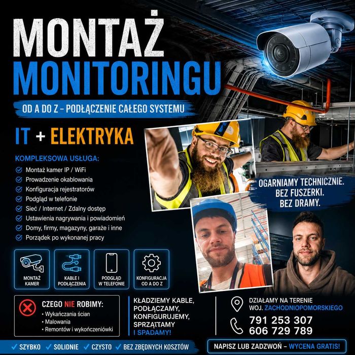 Montaż kamer /Serwis IT / Elektryk / Informatyk
