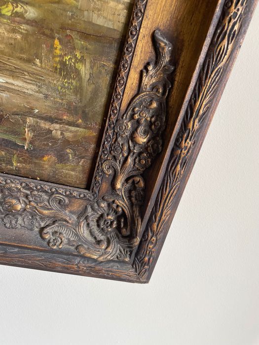 Pintura a óleo com moldura