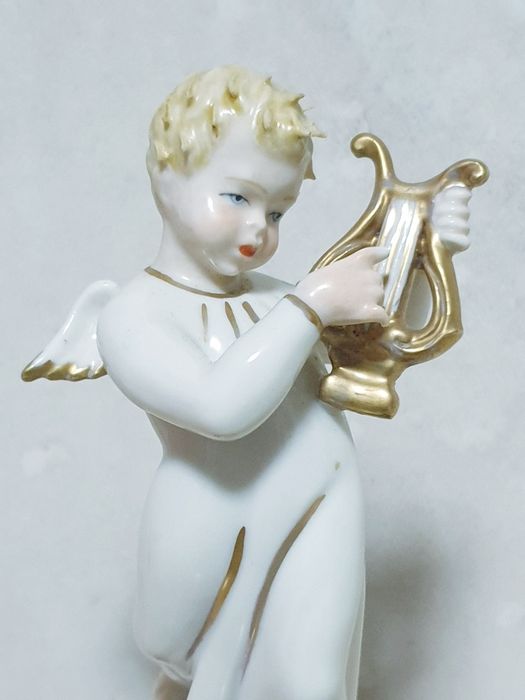 Charming vintage porcelain cherub signed P. Rocha M. Portugal