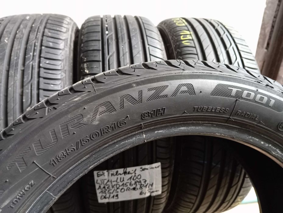 4x 185/50 R16 81H Bridgestone Turanza T001, 2019r 2x 6,7mm 2x 6,0mm ...