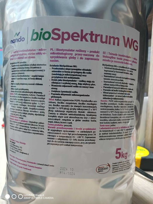 Biospektrum WG Bakterie glebowe stymulator wzrostu roślin 5kg na 20 ha