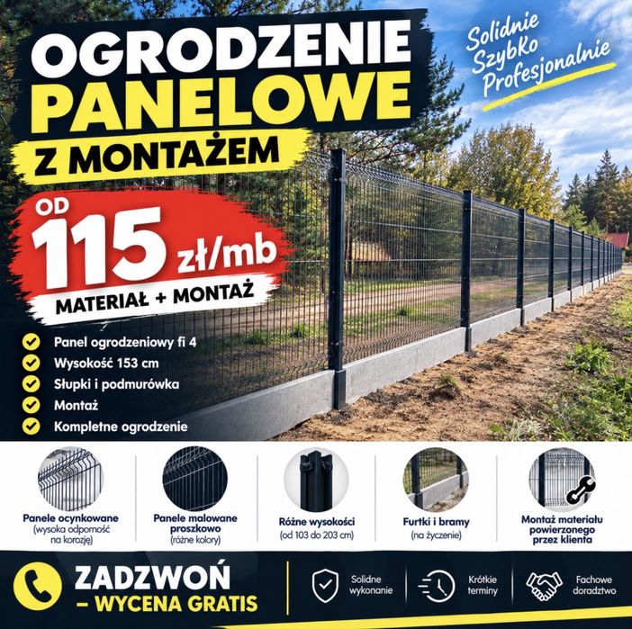 PROMOCJA ! Ogrodzenie panelowe z montażem!