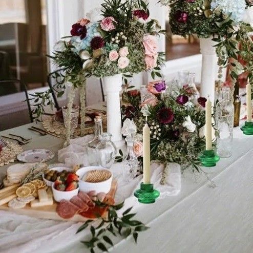 Świeczniki Szklane Podstawki Zielone 6Szt