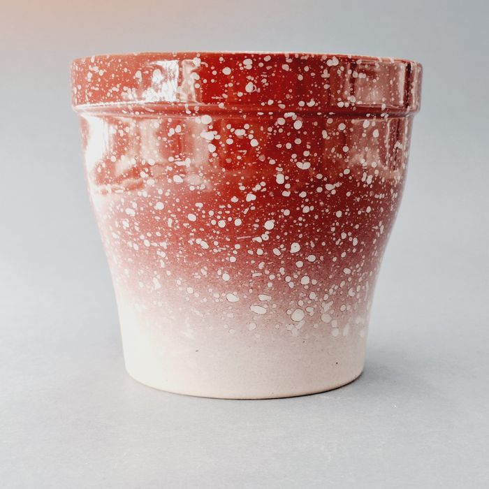 lata 70/80-te ceramiczna nakrapaina donica osłona pojemnik doniczka