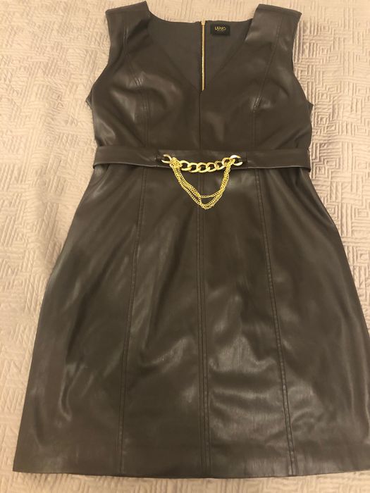 Sukienka Liu jo czekoladowy brąz nowa skora