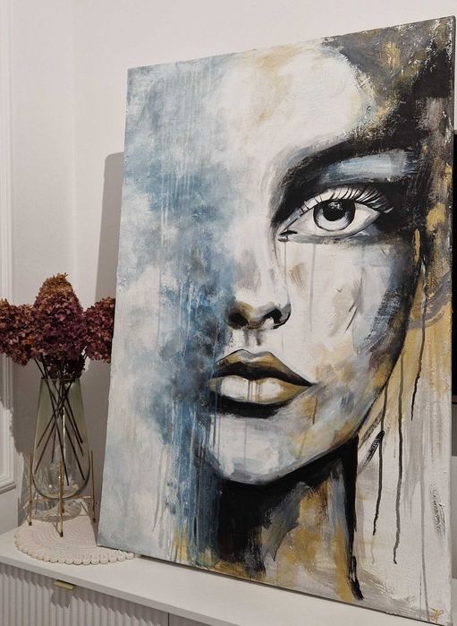 Obraz twarz, abstrakcja 120x80