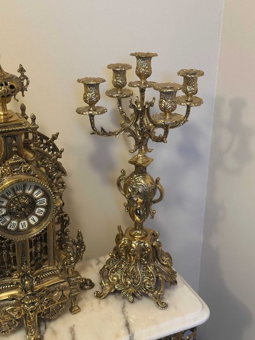 годинник камінний з канделябрами часы каминные винтаж часы в кабинет