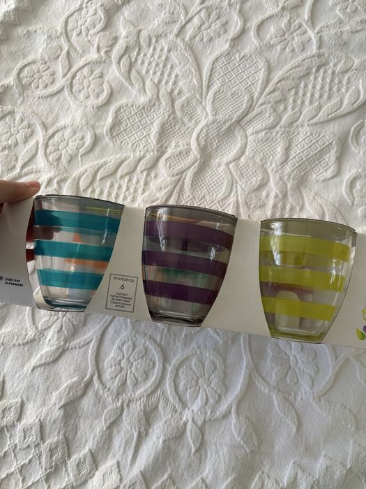 conjunto de 6 copos às riscas