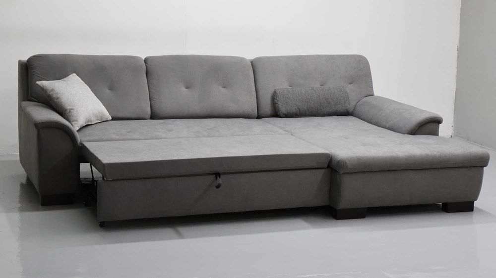 TFE Nowy narożnik funkcjA spania rogówka KANAPa SOFA SZARA tkanina