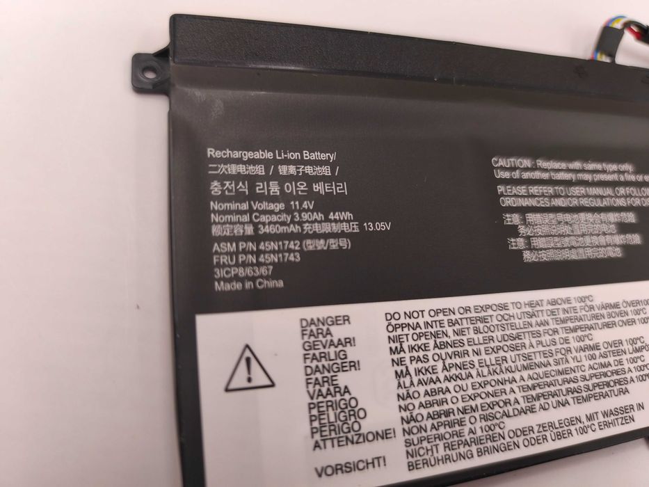 bateria do laptopa 11,4v 3,90 ah 44wh 3460mah asm p/n 45n1742