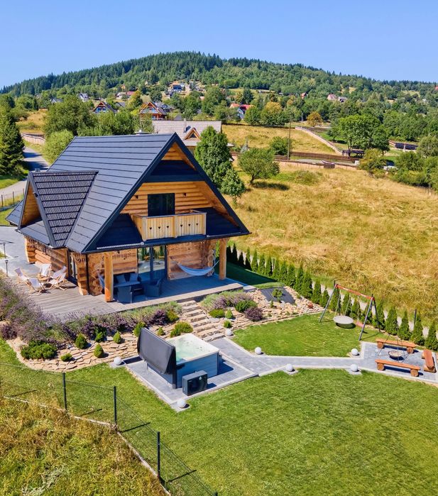 Domek w górach balia JACUZZI SAUNA KOMINEK chata na wakacje dom góralski naweekendy gorąca bania