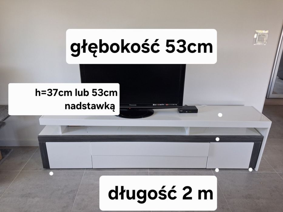 Szafka RTV biały połysk/ szary