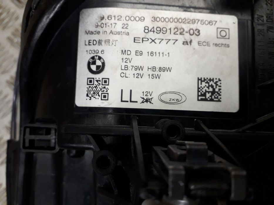 Bmw 5 g30 g31 lampa przód prawy full led eu
