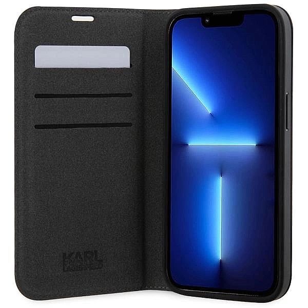 Etui Karl Lagerfeld Saffiano Monogram na iPhone 14 - srebrne