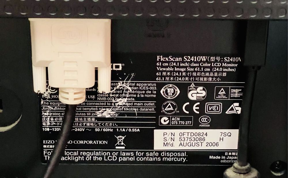 Eizo FlexScan S2410W 61cm 24” 16:10 LCD Display