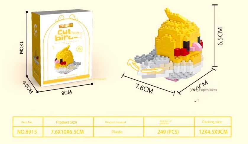 KLOCKI PTAK PAPUGA UKŁADANKA 3D puzzle dla dziecka ozdoba domu 3D