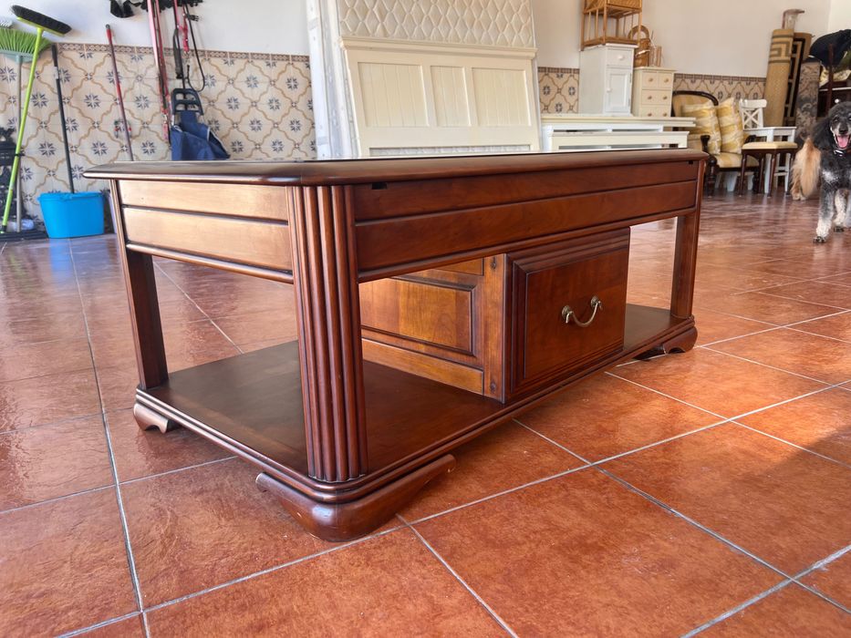 Solid Wood Coffee Table With Dual Drawers