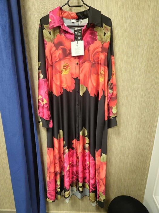 Sukienka długa, czarna, kwiaty plus size Infinite Italy !!!