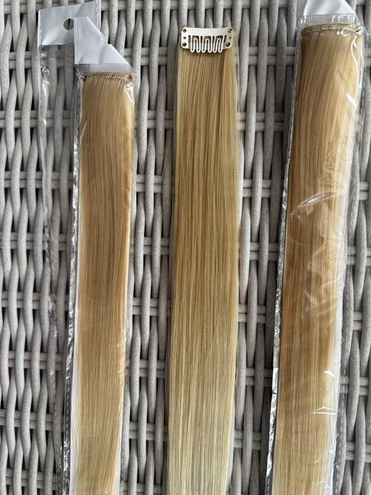 Odcienie blondu ombre pasemka clip in