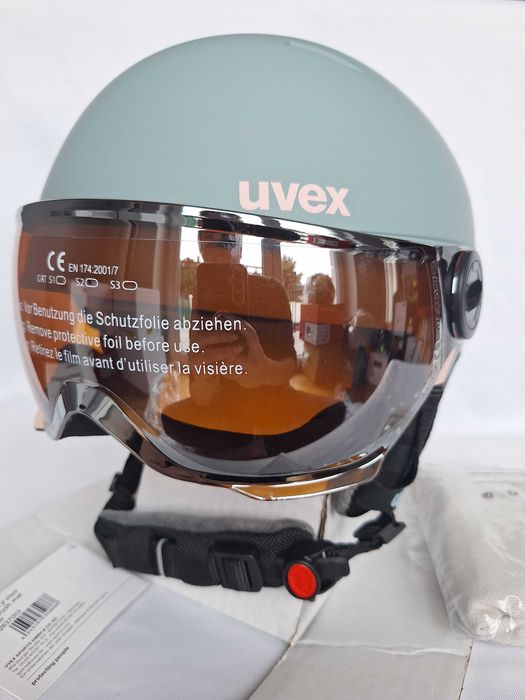 Kask narciarski dziecięcy Uvex Rocket Jr Visor Rhino Blush M 54-58cm