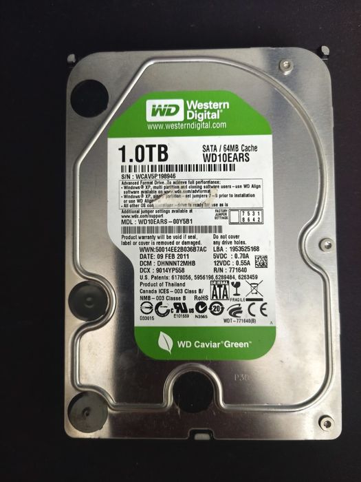 Disco Rígido Western Digital WD Caviar Green 1TB SATA 3.5" – WD10EARS