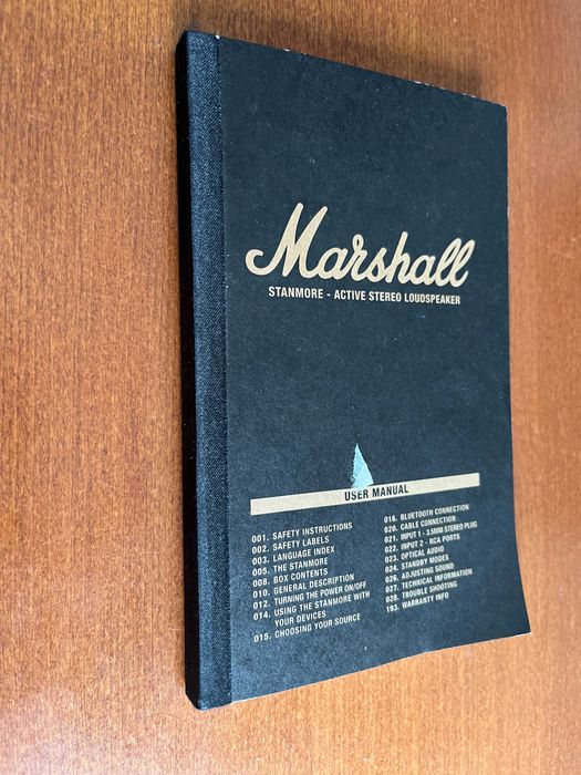 Marshall - User Manual: Stanmore - Active Stereo LoudSpeaker
