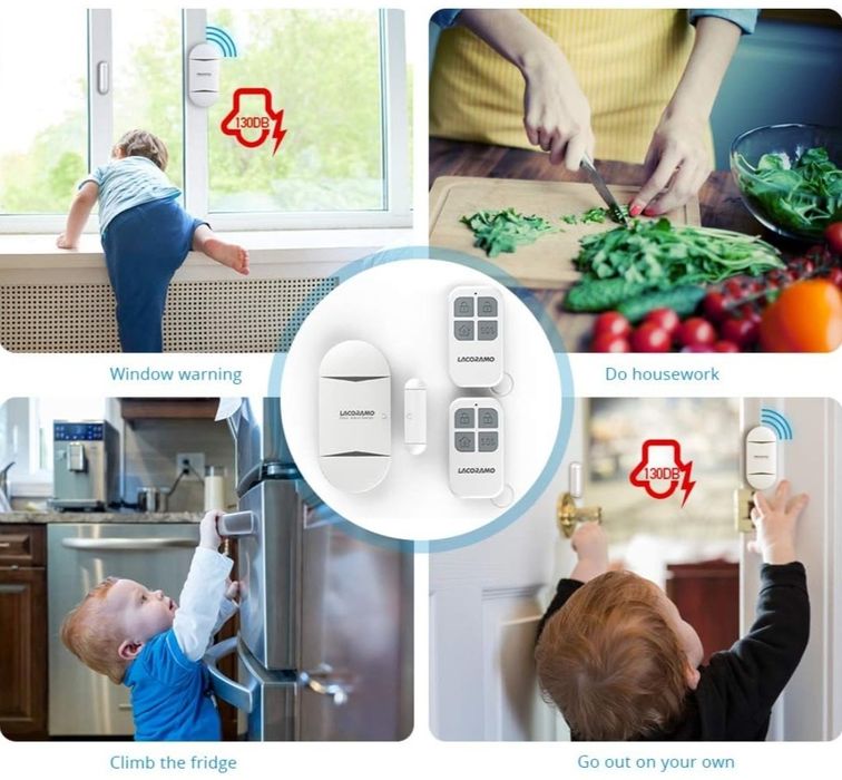 Alarm drzwi okno LACORAMO , bezprzewodowy, antywłamaniowy, 2 piloty