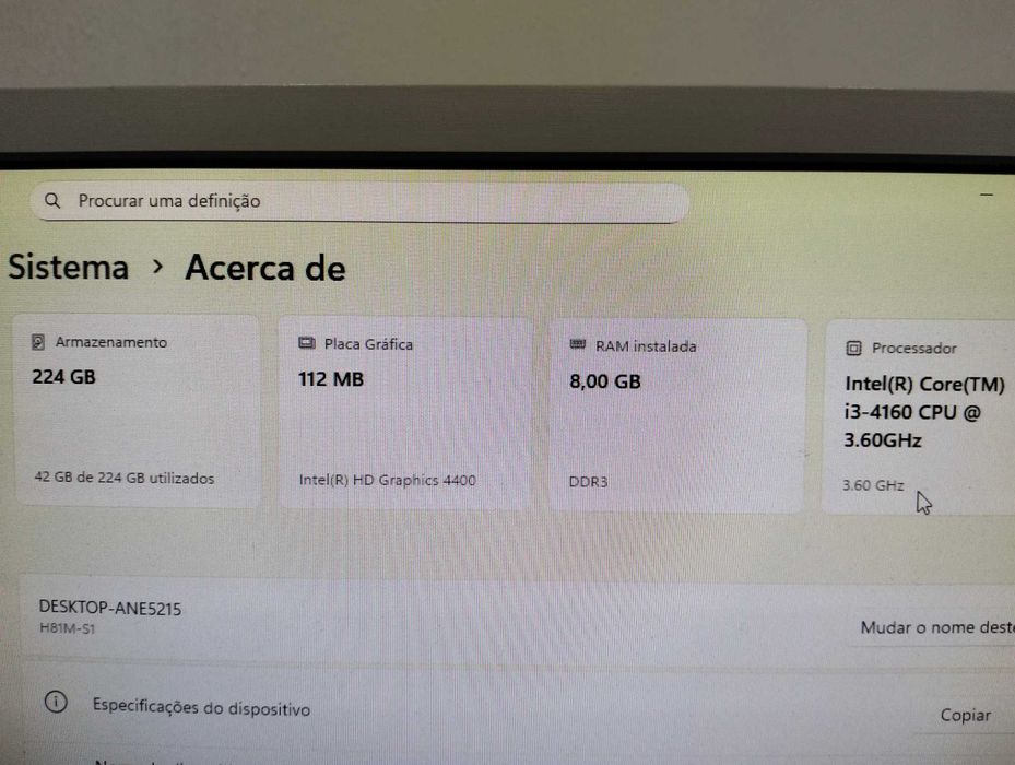Computador i3-4160 - 8 Gb - HD 240 SSD