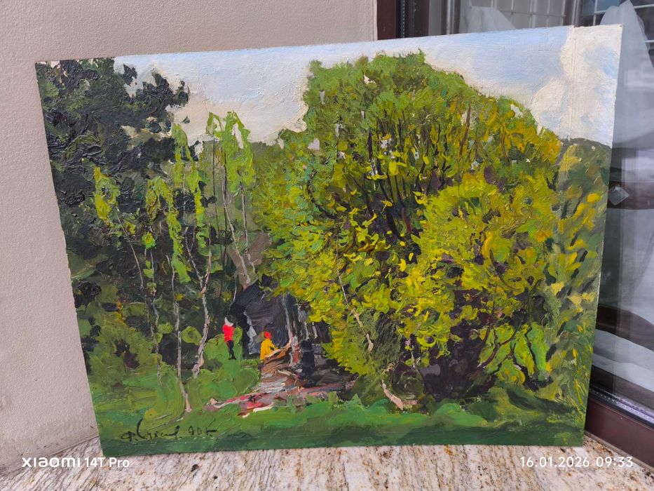 Scena pod lasem -obraz olejy