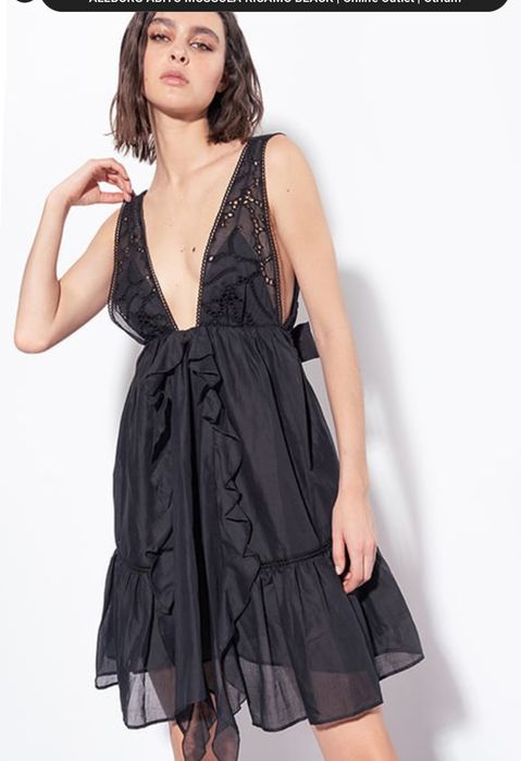 PINKO Allborg Ricamo sukienka czarna muślin IT 46 nowa