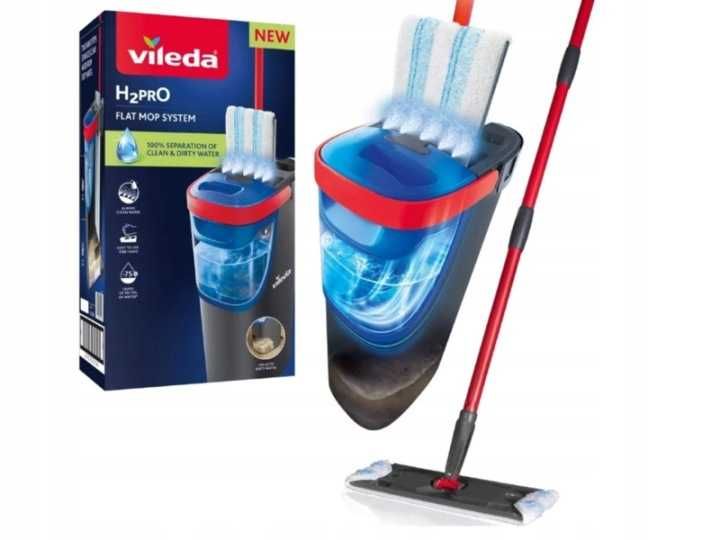 Mop płaski Vileda H2prO NOWY wiadro wyciskacz mikrofibra  teleskopowy