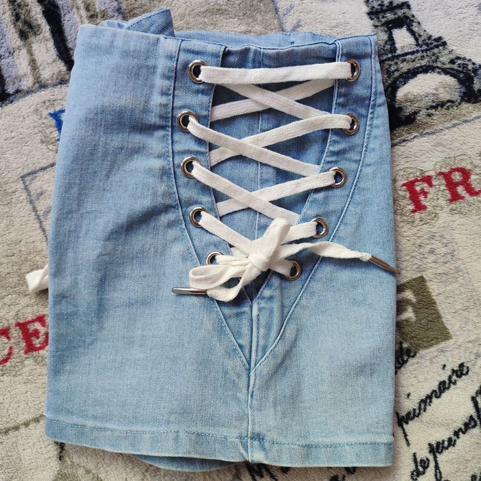 Шорти джинсові короткі міні блакитні хс xs шорты