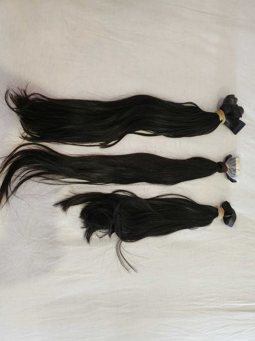 Cabelo humano castanho escuro liso