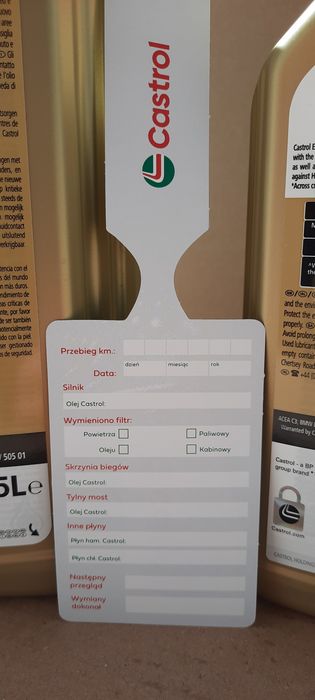 Olej Castrol EDGE 5W-30 LL 6L (5L+1L) + zawieszka serwisowa Castrol PL