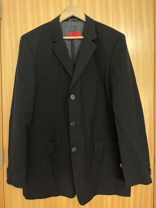 Blazer preto com riscas finas