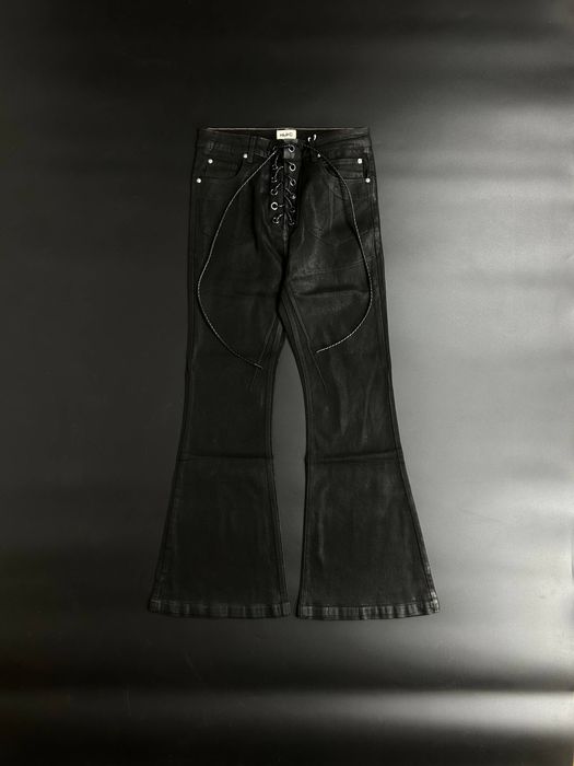 Mijko jeans flared black black джинси чорні кльош  восковані waxed S M L XL