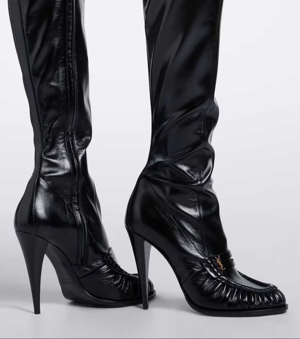 Skórzane kozaki Le Loafer do kolan  Saint Laurent