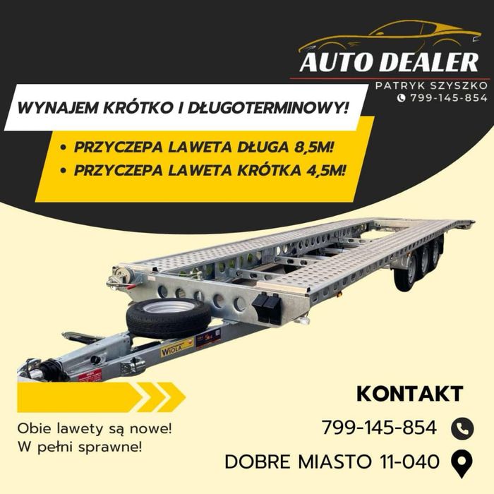 Przyczepa laweta-wynajem!! Nowa! Super stan!