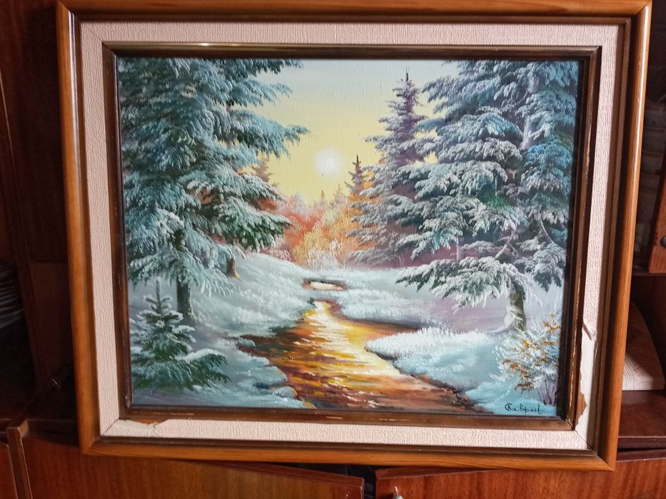 Картина:"Карпаты"  Природа, Зимний лес., написана маслом на холсте.