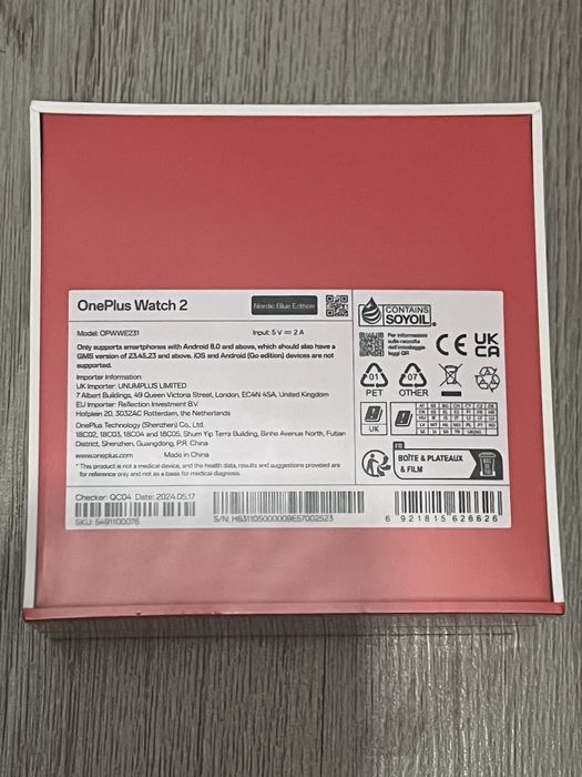 Oneplus Watch 2 - Azul novo e selado + bracelete original preta