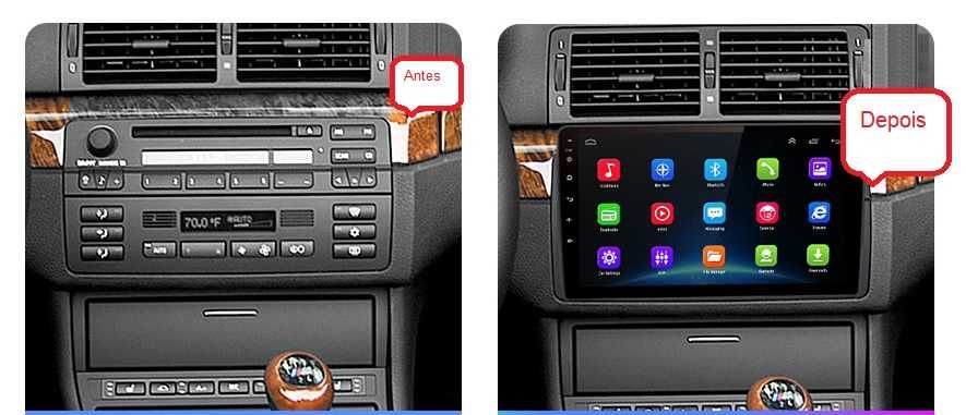 Rádio BMW E46 Android 13 WiFi GPS Novo com Garantia