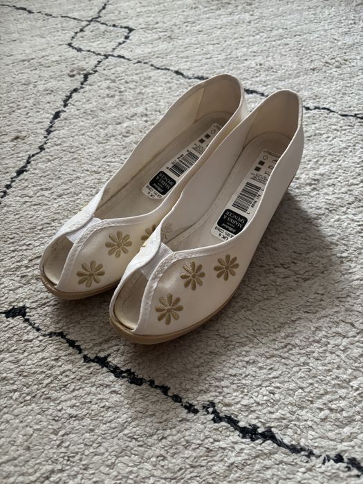 Espadryle koturna korkowe M&S 39 biale ecru off cream