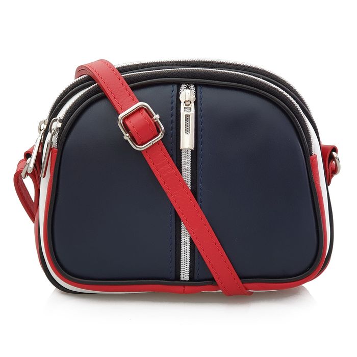 VERA PELLE torebka damska skórzana listonoszka V463 tommy granatowa