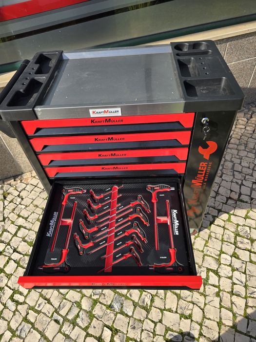 Kit par oficina carrinho de 7 gavetas completas macaco e preguiças