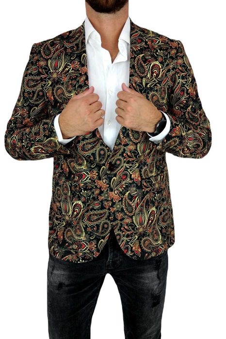 GIOVANNI PERA Marynarka Męska D612 paisley Kwiaty różne rozmiary