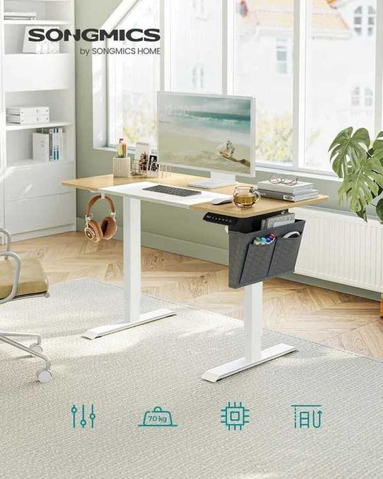 **BIURKO regulowana wysokość elektrycznie pamięć + dodatki 120x60x72-120cm DaMaOutlet.pl**