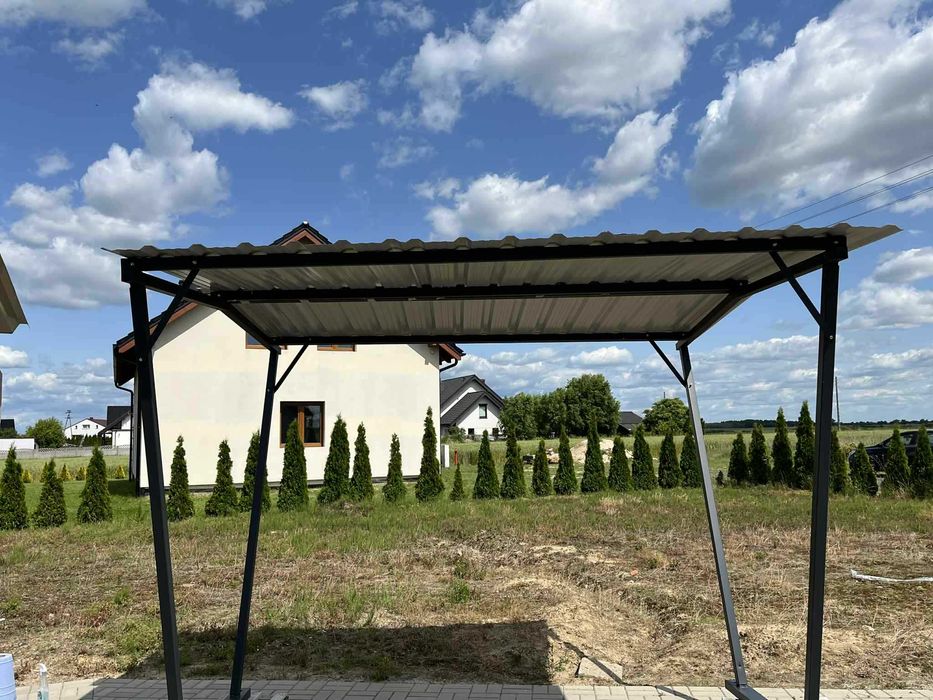 Wiata rowerowa - nowa 3x2,58 m, dwuspadowa, antracyt 7016