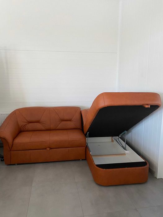 Wiosenna cena Komplet Fresh narożnik i fotel naturalna skóra