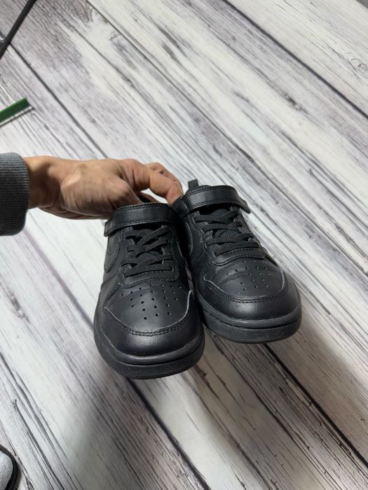 Nike детские кроссовки оригинал на липучке кожаные черные 33 размер