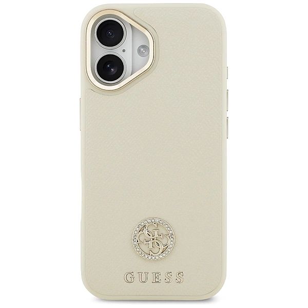 Etui Guess Grained Strass Logo MagSafe na iPhone 17 - beżowe